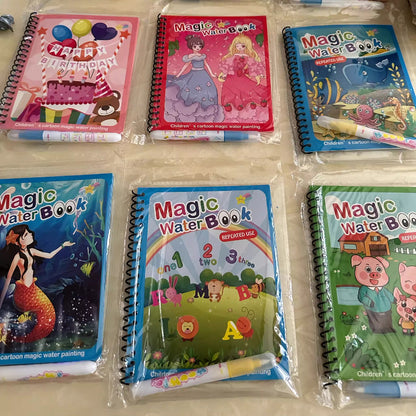 Creative Kids Water Drawing Book, Reusable Design, Portable Travel Toy, Holiday Christmas Gift