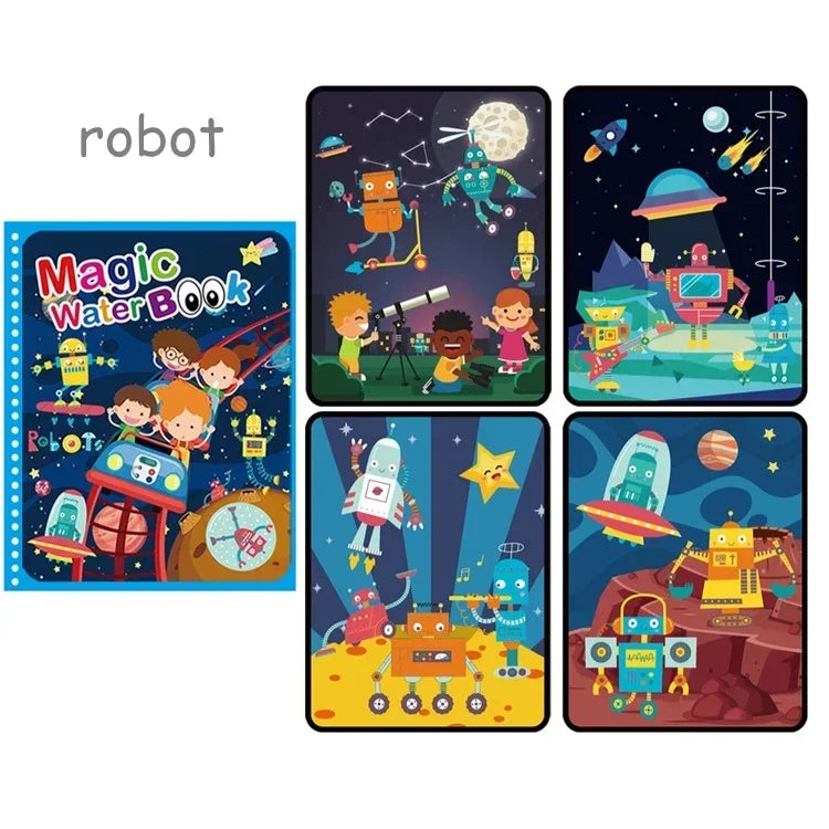 Creative Kids Water Drawing Book, Reusable Design, Portable Travel Toy, Holiday Christmas Gift