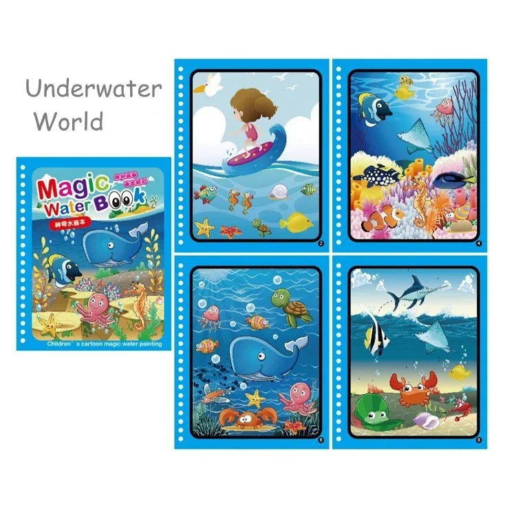 Creative Kids Water Drawing Book, Reusable Design, Portable Travel Toy, Holiday Christmas Gift