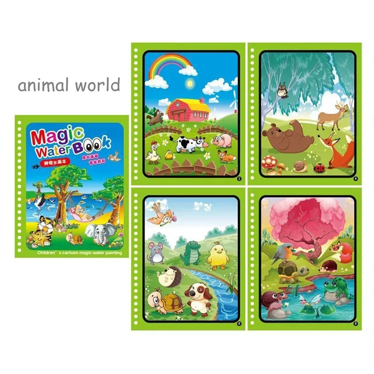 Creative Kids Water Drawing Book, Reusable Design, Portable Travel Toy, Holiday Christmas Gift