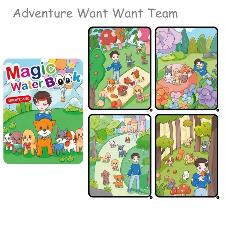 Creative Kids Water Drawing Book, Reusable Design, Portable Travel Toy, Holiday Christmas Gift