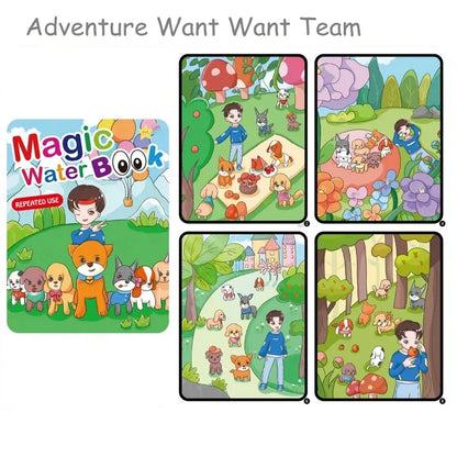 Creative Kids Water Drawing Book, Reusable Design, Portable Travel Toy, Holiday Christmas Gift