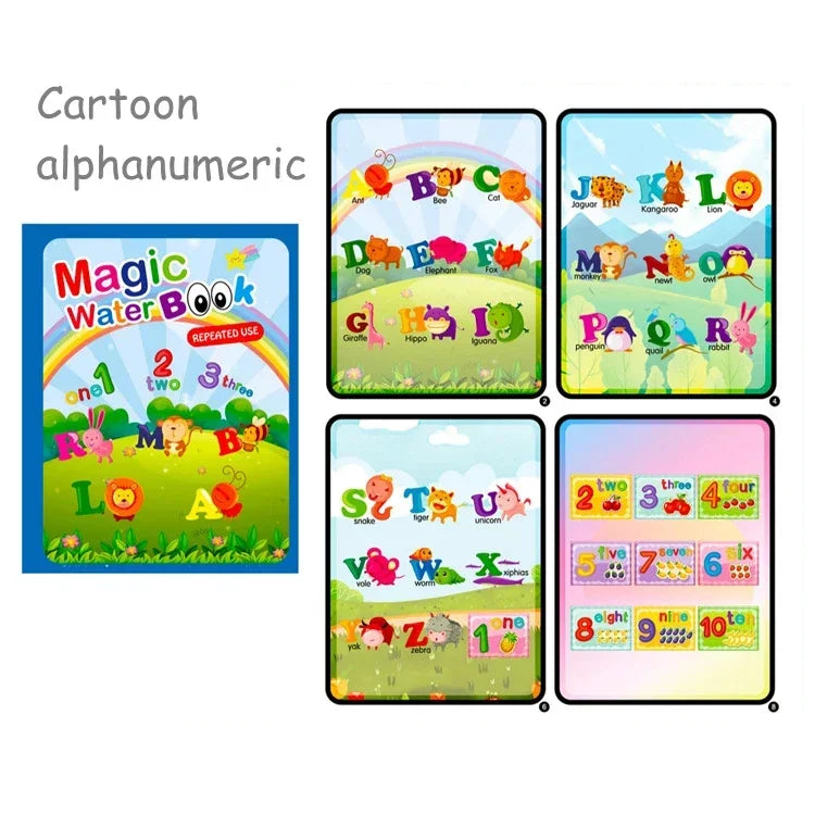 Creative Kids Water Drawing Book, Reusable Design, Portable Travel Toy, Holiday Christmas Gift