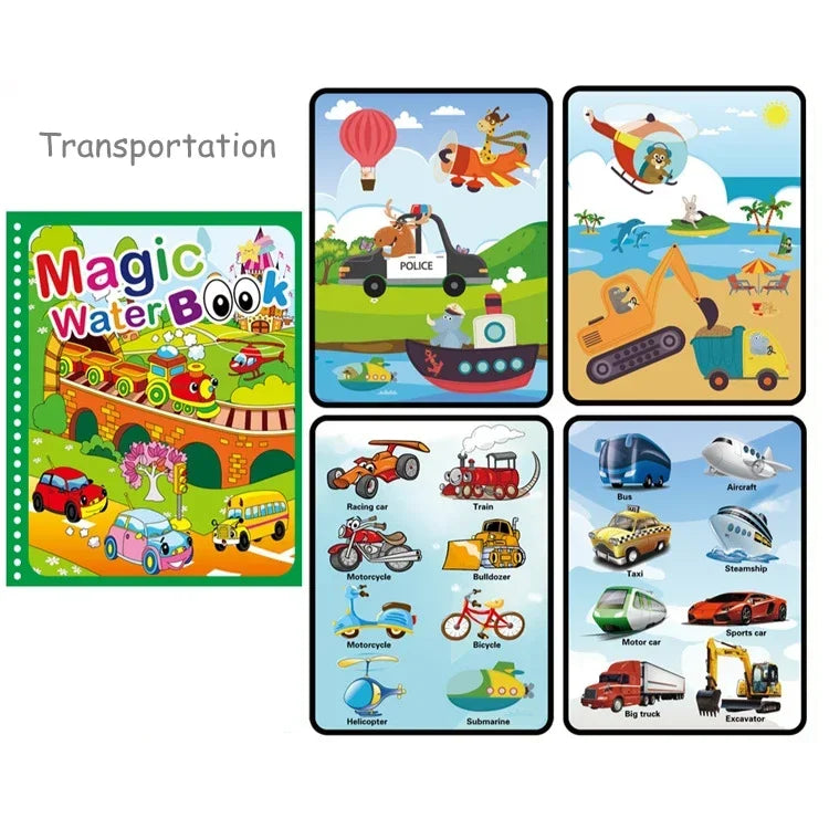 Creative Kids Water Drawing Book, Reusable Design, Portable Travel Toy, Holiday Christmas Gift