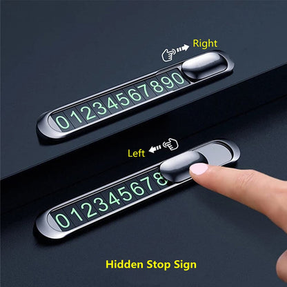 Temporary Parking Card Plate for Cars, Metal Alloy Hidden Phone Number Card, Auto Styling Accessory