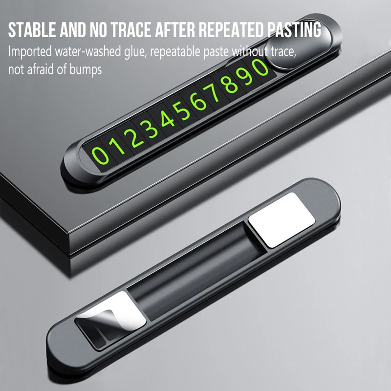 Temporary Parking Card Plate For Cars Metal Alloy Hidden Phone Number Card Auto Styling Accessory 3