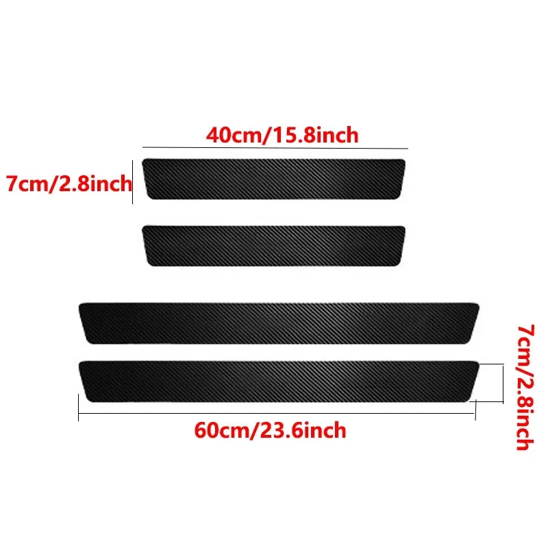 Carbon Fiber Leather Car Sticker, Thick Car Door Plate Protective Stickers, Anti Scratch Decal, Sill Scuff Cover