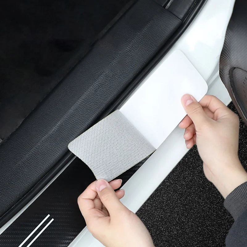 Carbon Fiber Leather Car Sticker, Thick Car Door Plate Protective Stickers, Anti Scratch Decal, Sill Scuff Cover