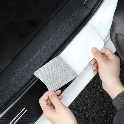 Carbon Fiber Leather Car Sticker, Thick Car Door Plate Protective Stickers, Anti Scratch Decal, Sill Scuff Cover