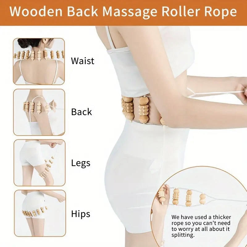 Wood Therapy Back Massage Roller Rope, Cellulite Massage Tools, Self Massage Tools for Neck, Leg, Back Pain Relief
