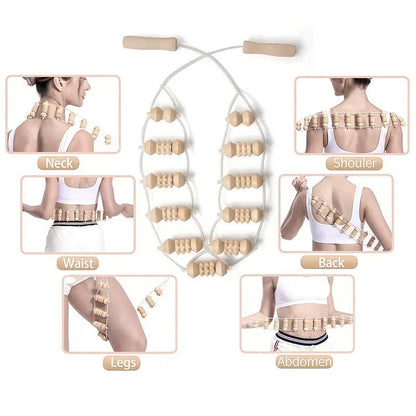 Wood Therapy Back Massage Roller Rope, Cellulite Massage Tools, Self Massage Tools for Neck, Leg, Back Pain Relief