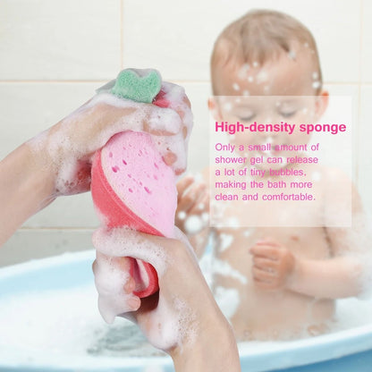 Fruit Shaped Bath Sponge Set 4 Pieces Kids Body Cleaning Shower Sponges 1