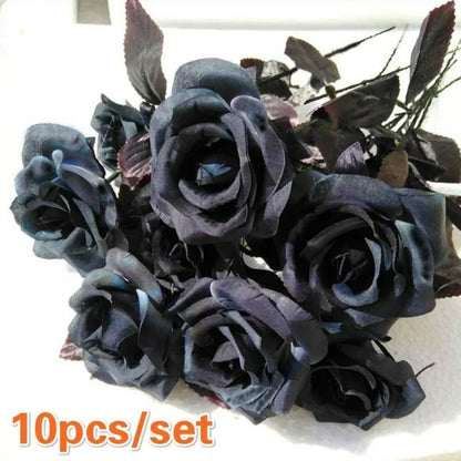 Artificial Black Rose Bouquet Set 10 Pieces Wedding Home Decor
