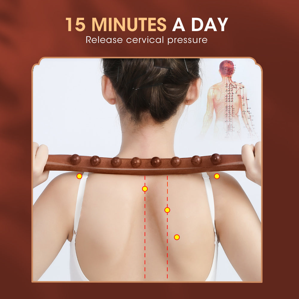 Lymphatic Drainage Tools, Handheld Wood Massage Roller Stick, Cellulite Massager, Fascia Blaster for Neck Back Waist Leg
