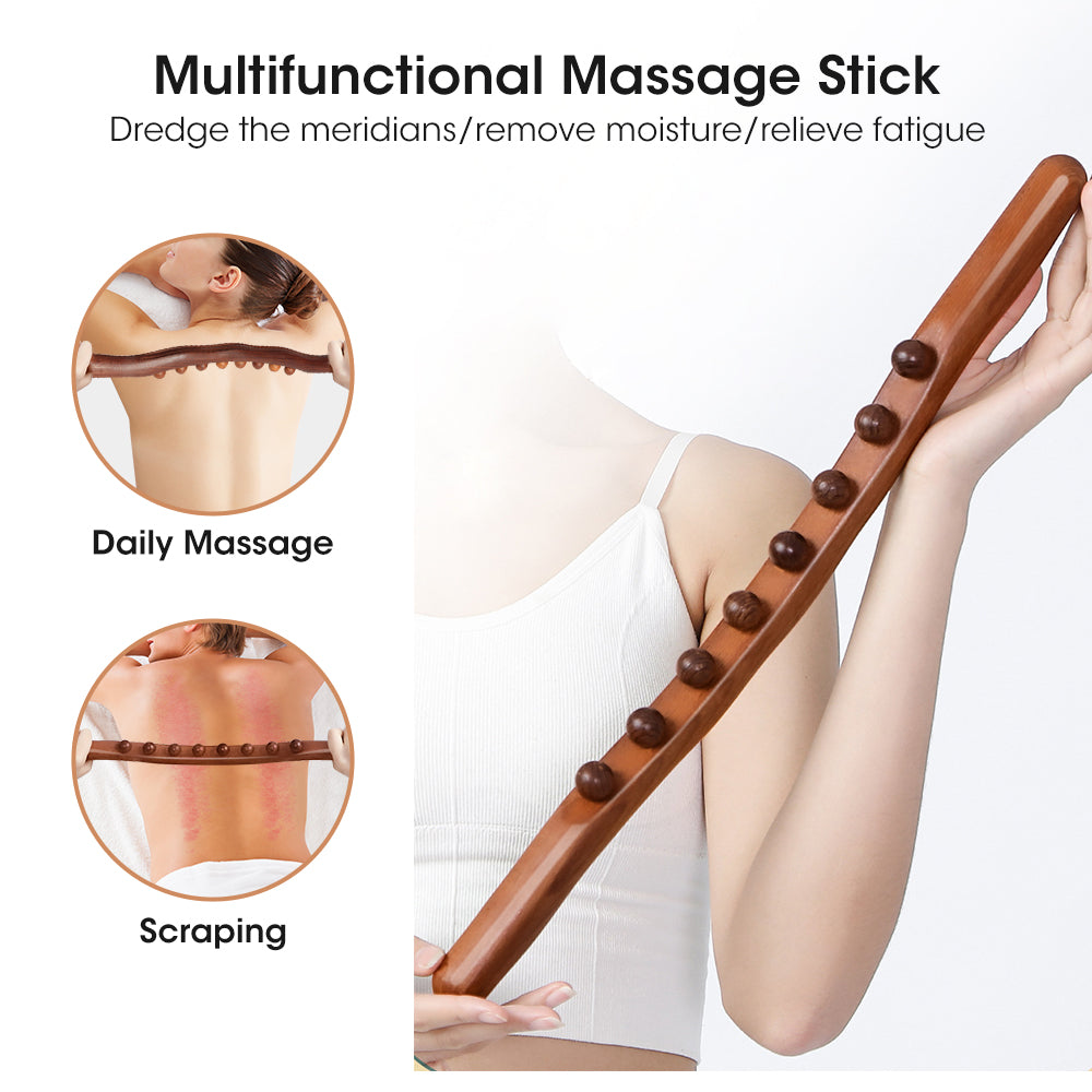 Lymphatic Drainage Tools, Handheld Wood Massage Roller Stick, Cellulite Massager, Fascia Blaster for Neck Back Waist Leg