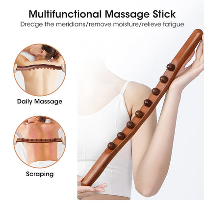 Lymphatic Drainage Tools, Handheld Wood Massage Roller Stick, Cellulite Massager, Fascia Blaster for Neck Back Waist Leg