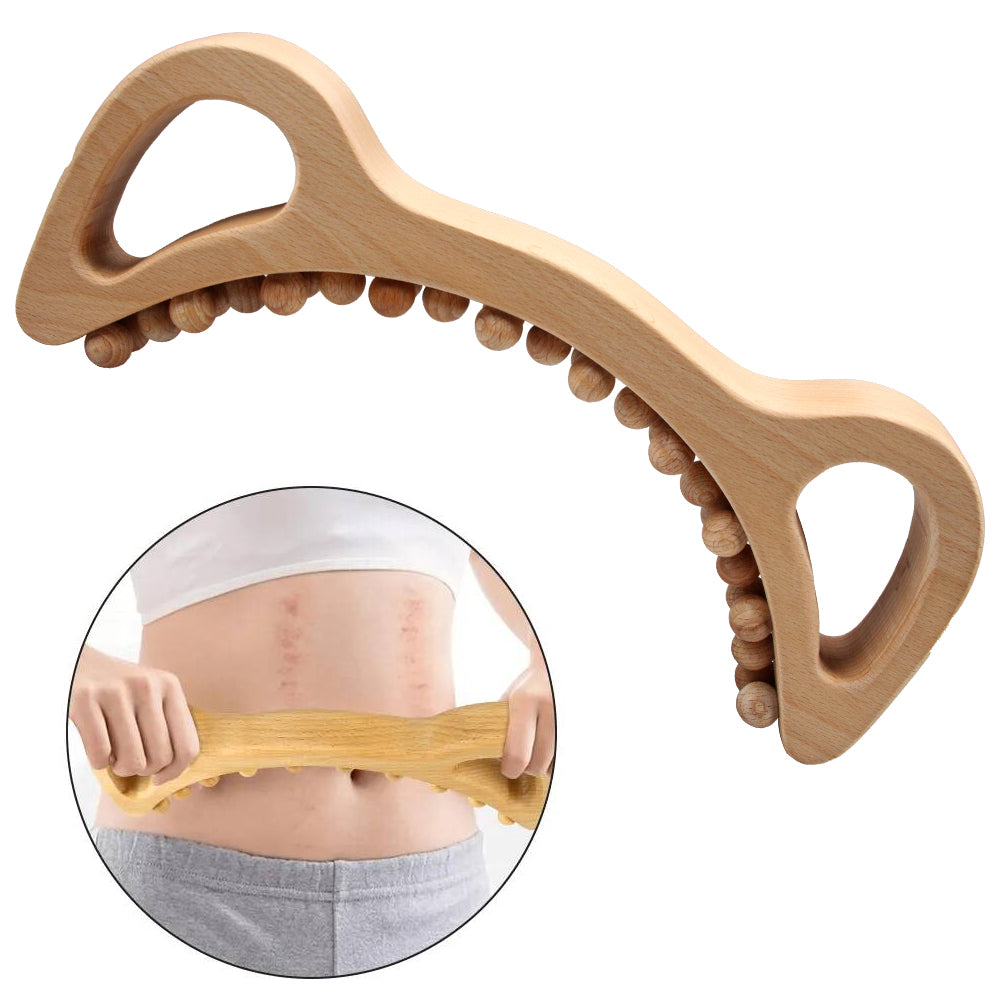 Lymphatic Drainage Massager, Double Row Gua Sha Tools, Wooden Guasha Stick for Back and Leg Therapy
