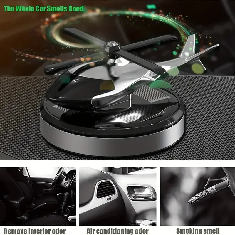 Solar Helicopter Car Air Freshener Decorative Aromatherapy Propeller Rotary Perfume Diffuser For Ca 4