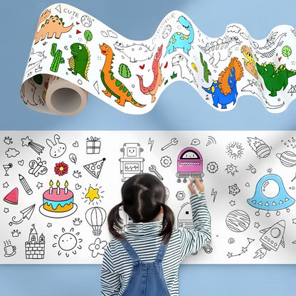 Children Montessori Toys, DIY Self Adhesive Drawing Roll, Kids Learning Paint Coloring Scroll for Early Educational