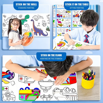 Children Montessori Toys DIY Self Adhesive Drawing Roll Kids Learning Paint Coloring Scroll For Ear 3
