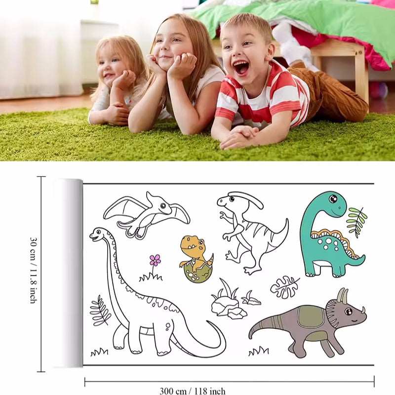 Children Montessori Toys DIY Self Adhesive Drawing Roll Kids Learning Paint Coloring Scroll For Ear 5