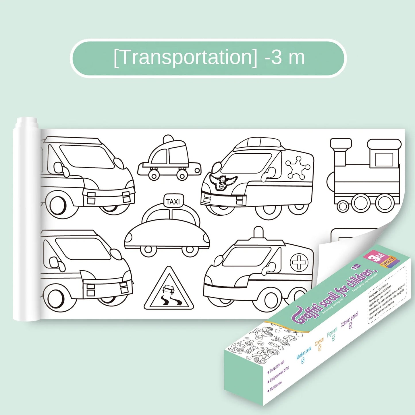 Children Montessori Toys DIY Self Adhesive Drawing Roll Kids Learning Paint Coloring Scroll For Ear 12