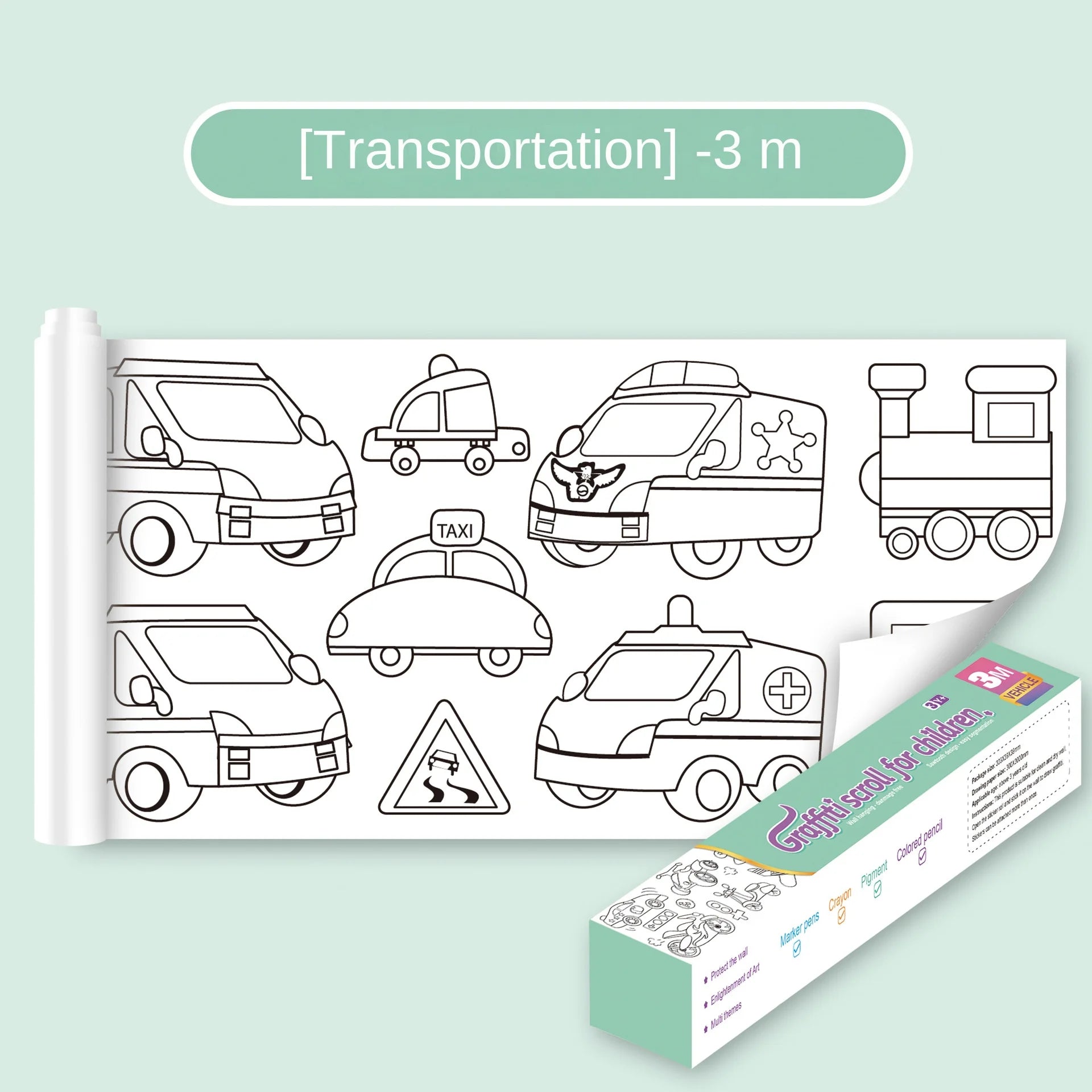 Children Montessori Toys DIY Self Adhesive Drawing Roll Kids Learning Paint Coloring Scroll For Ear 12