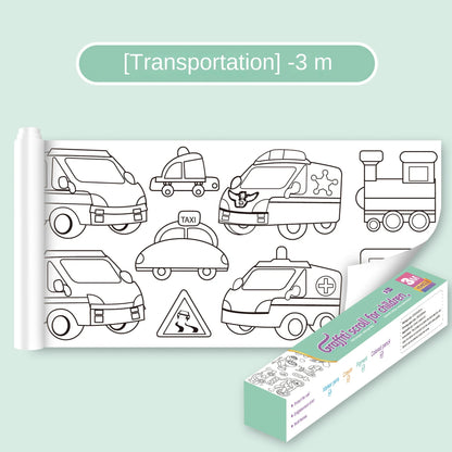 Children Montessori Toys DIY Self Adhesive Drawing Roll Kids Learning Paint Coloring Scroll For Ear 12