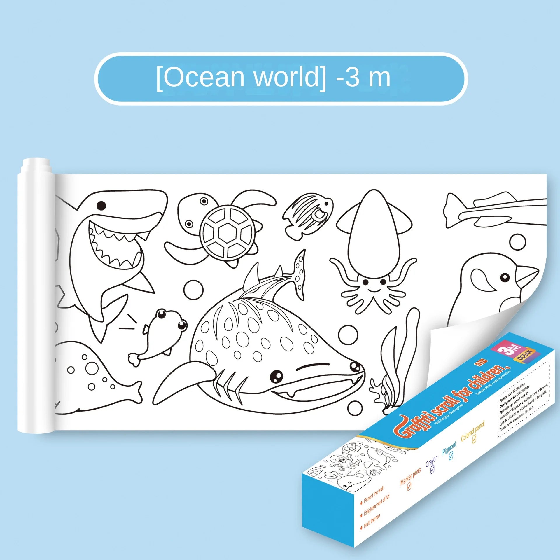 Children Montessori Toys DIY Self Adhesive Drawing Roll Kids Learning Paint Coloring Scroll For Ear 13
