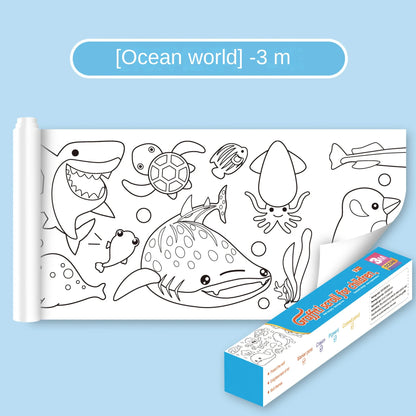 Children Montessori Toys DIY Self Adhesive Drawing Roll Kids Learning Paint Coloring Scroll For Ear 13