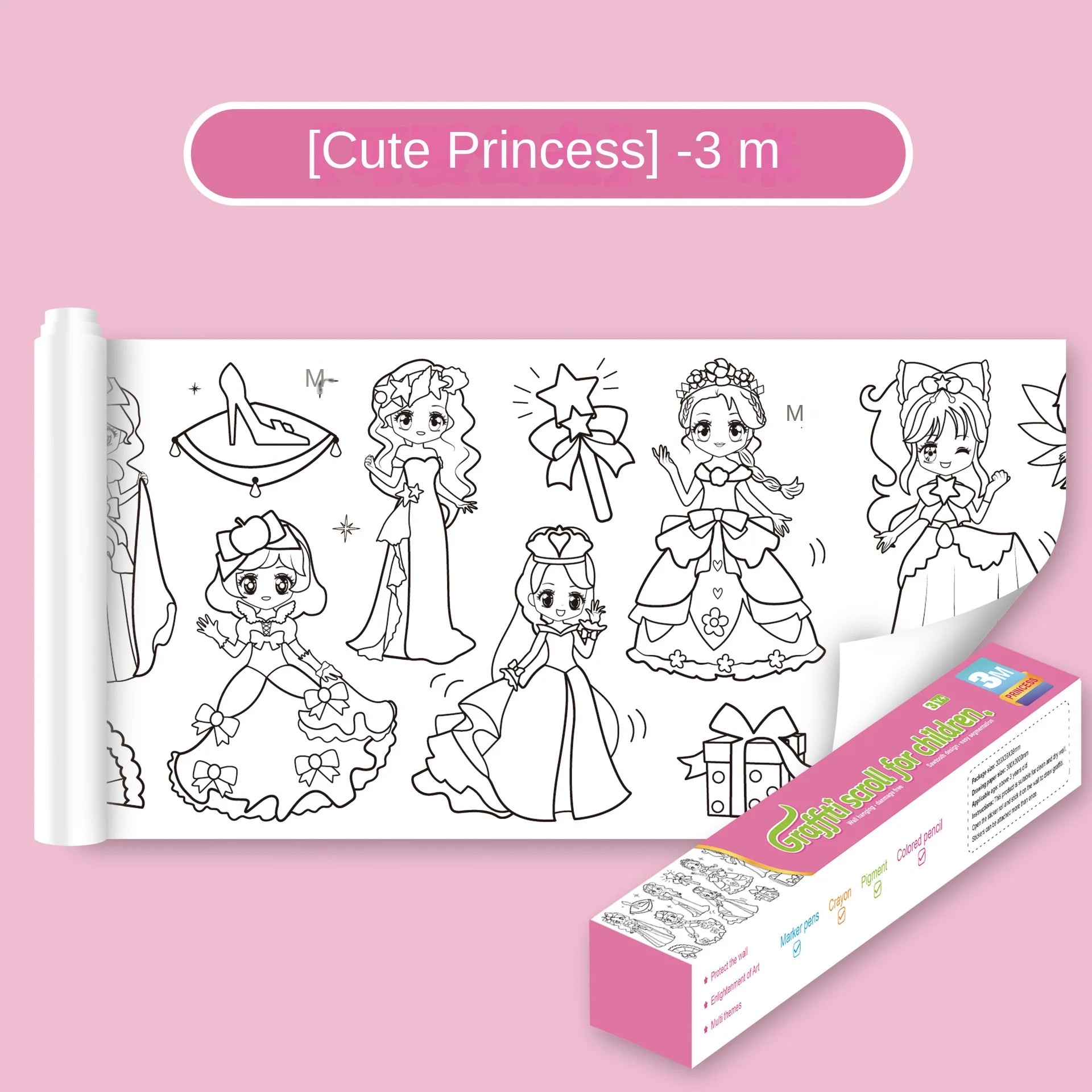 Children Montessori Toys DIY Self Adhesive Drawing Roll Kids Learning Paint Coloring Scroll For Ear 15