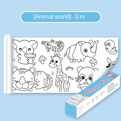 Children Montessori Toys DIY Self Adhesive Drawing Roll Kids Learning Paint Coloring Scroll For Ear 16