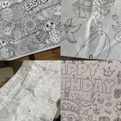Big Children Drawing Paper, DIY Space Sticky Coloring Paper, Large Coloring Tablecloth for Kids