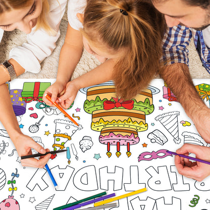 Space Birthday Party Supplies, Coloring Tablecloth for Kids, Birthday Coloring Poster, Drawing Books for Boys and Girls