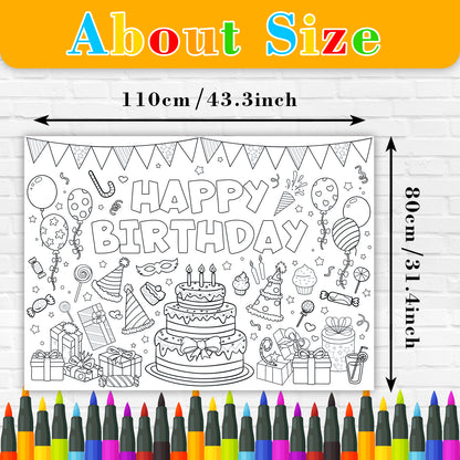 Space Birthday Party Supplies, Coloring Tablecloth for Kids, Birthday Coloring Poster, Drawing Books for Boys and Girls