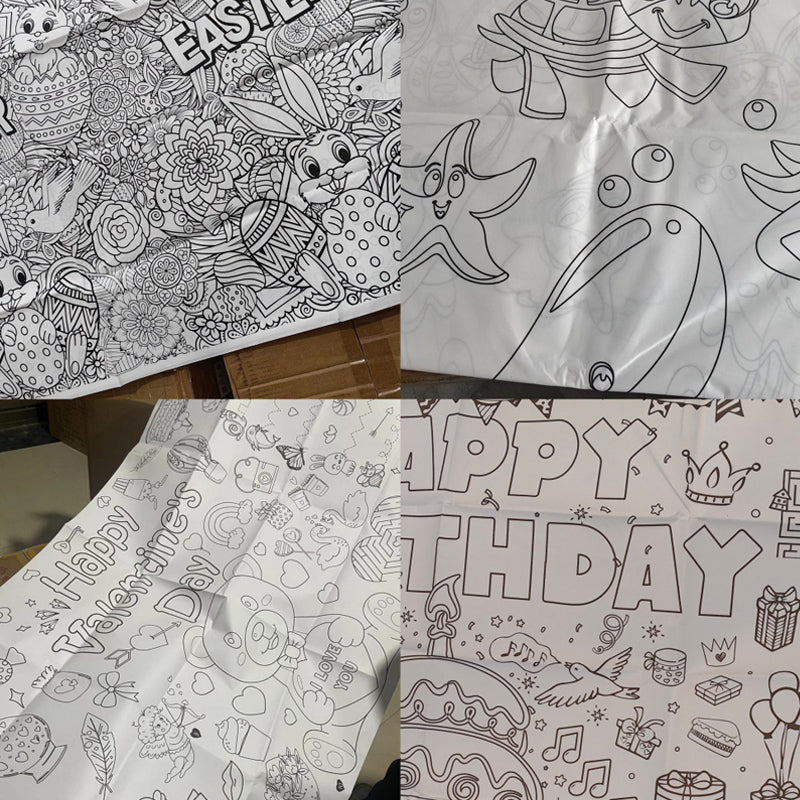 Space Birthday Party Supplies, Coloring Tablecloth for Kids, Birthday Coloring Poster, Drawing Books for Boys and Girls