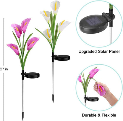 Solar Garden Light, Calla Lily Solar Pile Light, Outdoor Waterproof Backyard Terrace Porch Garden Decoration
