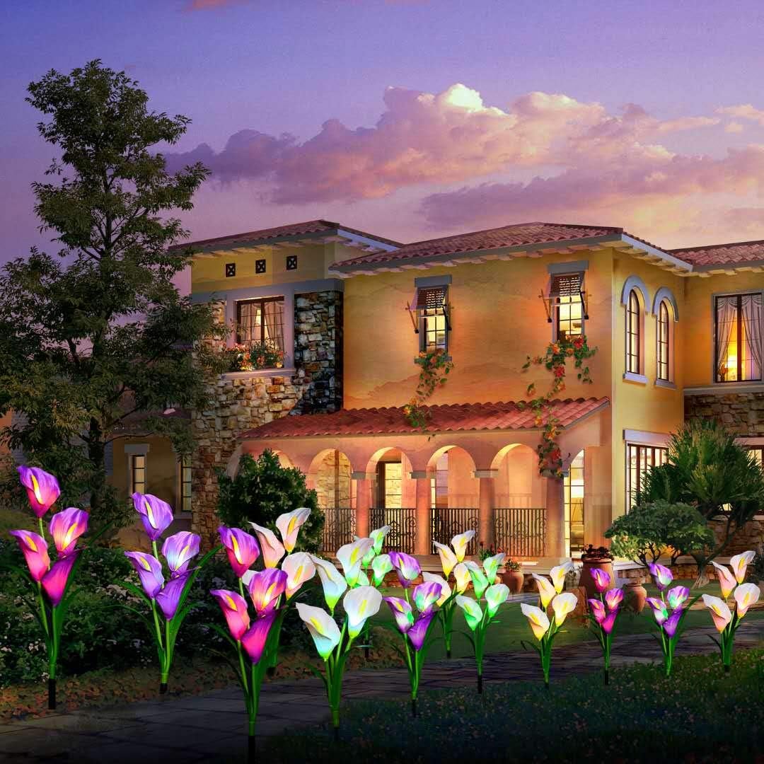 Solar Garden Light, Calla Lily Solar Pile Light, Outdoor Waterproof Backyard Terrace Porch Garden Decoration