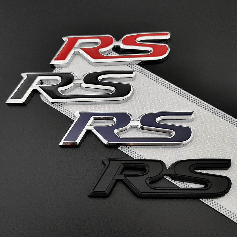 Car Sport RS Emblem Badge 3D Metal RS Letters Front Grille And Rear Trunk Sticker Accessories 2