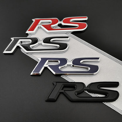 Car Sport RS Emblem Badge 3D Metal RS Letters Front Grille And Rear Trunk Sticker Accessories 2