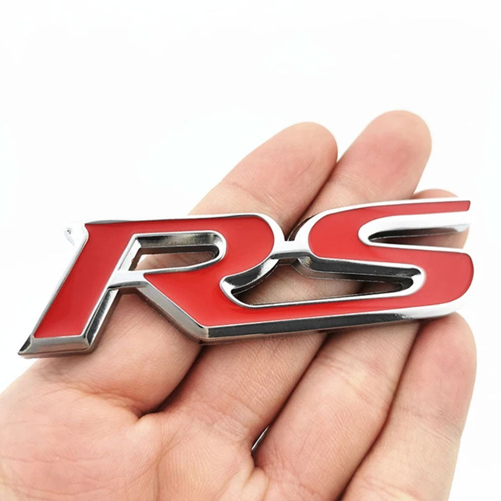 Car Sport RS Emblem Badge 3D Metal RS Letters Front Grille And Rear Trunk Sticker Accessories 4