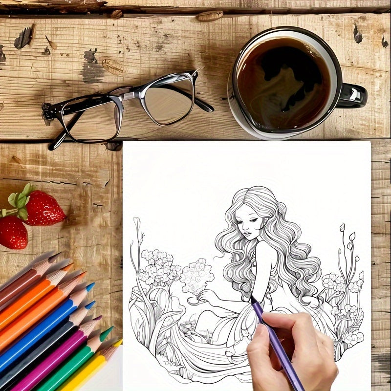 Magic Mermaid Coloring Book For Adults Stress Relief Colouring Mindfulness Art Therapy Gift For Wom 5