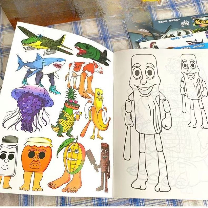 Brainrot Animals Drawing Coloring Book Set, , Full Illustrated Line Art Collection, Rich Tracing