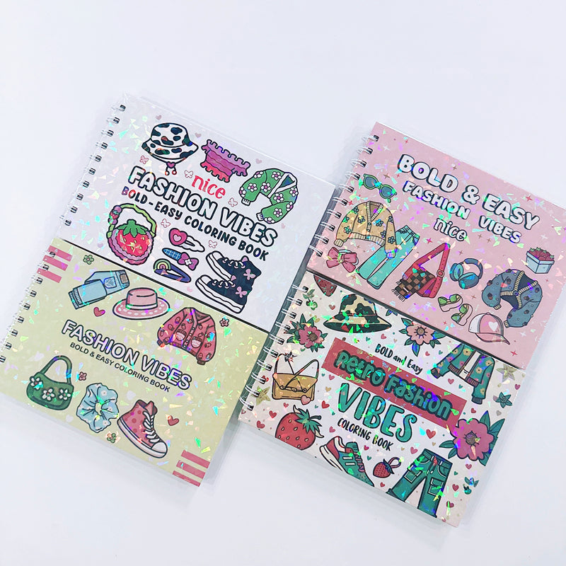 Stress Relief Coloring for Adults, Bold and Easy Fashion Vibes Coloring Book, Stylish Designs for Teens