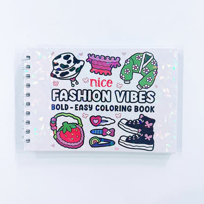 Stress Relief Coloring for Adults, Bold and Easy Fashion Vibes Coloring Book, Stylish Designs for Teens