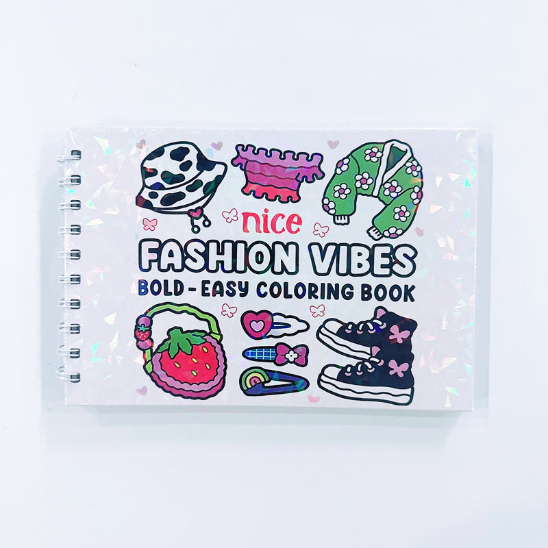 Stress Relief Coloring for Adults, Bold and Easy Fashion Vibes Coloring Book, Stylish Designs for Teens