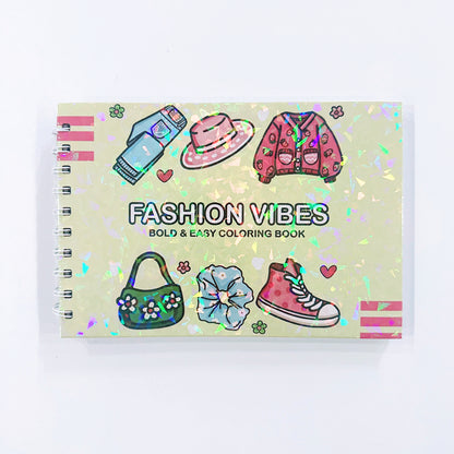 Stress Relief Coloring for Adults, Bold and Easy Fashion Vibes Coloring Book, Stylish Designs for Teens