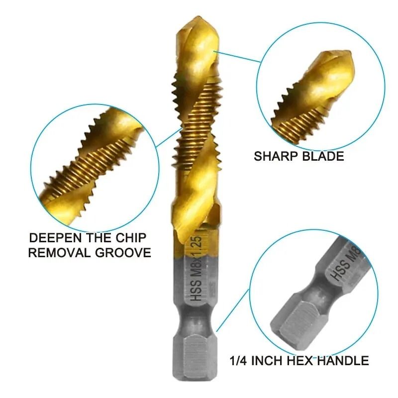 Precision Titanium Plated Drill And Tap Set 1