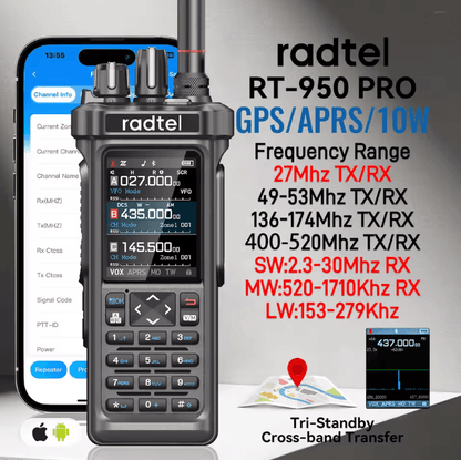 Radtel RT-950 PRO Multi-Band 10W Handheld Radio