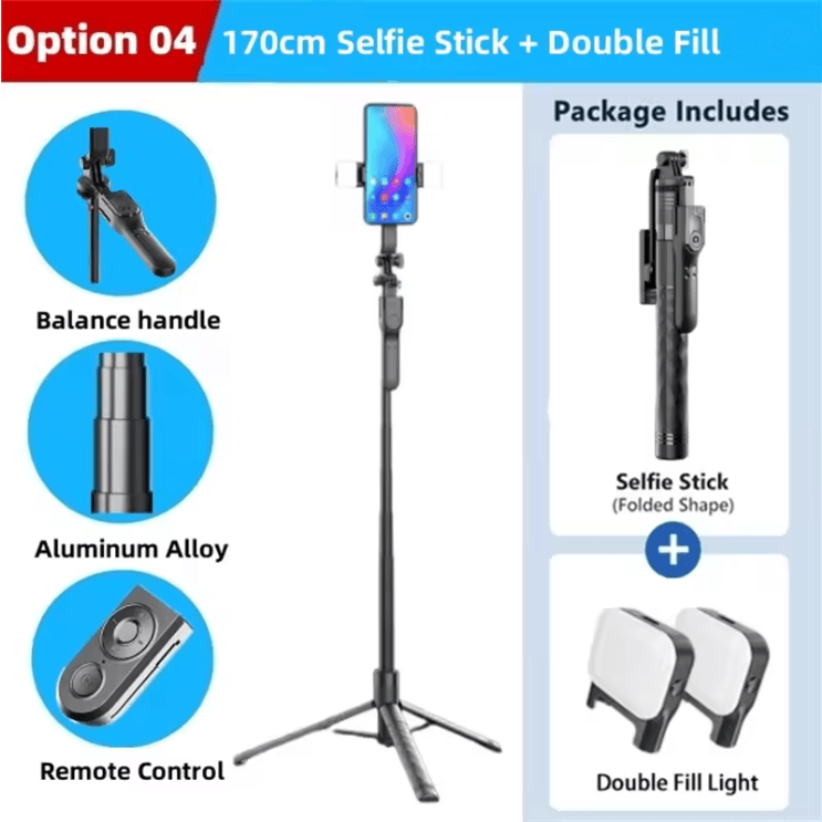 SnapMaster Pro 1750mm Wireless Selfie Stick Tripod 6